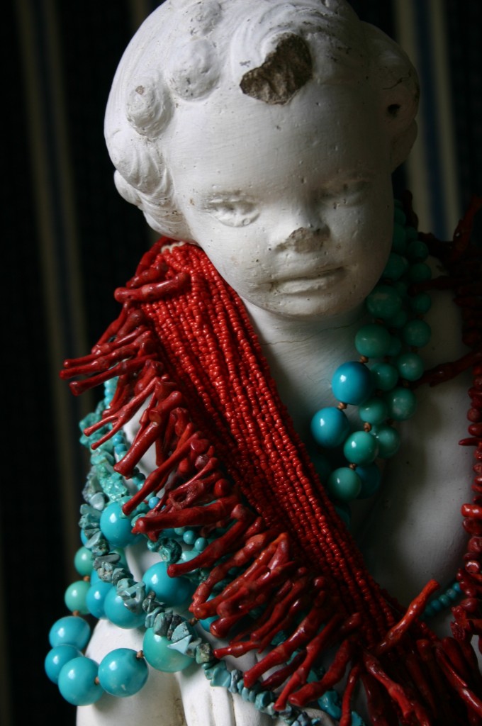 img_2110 My favorite necklaces draped around the neck of an old statue.