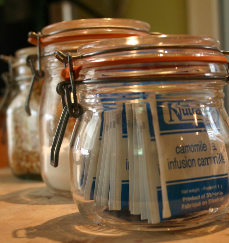 img_2887 When tea bags, sugar and salt are stored in french jars - they look great and can stay out on the counter.