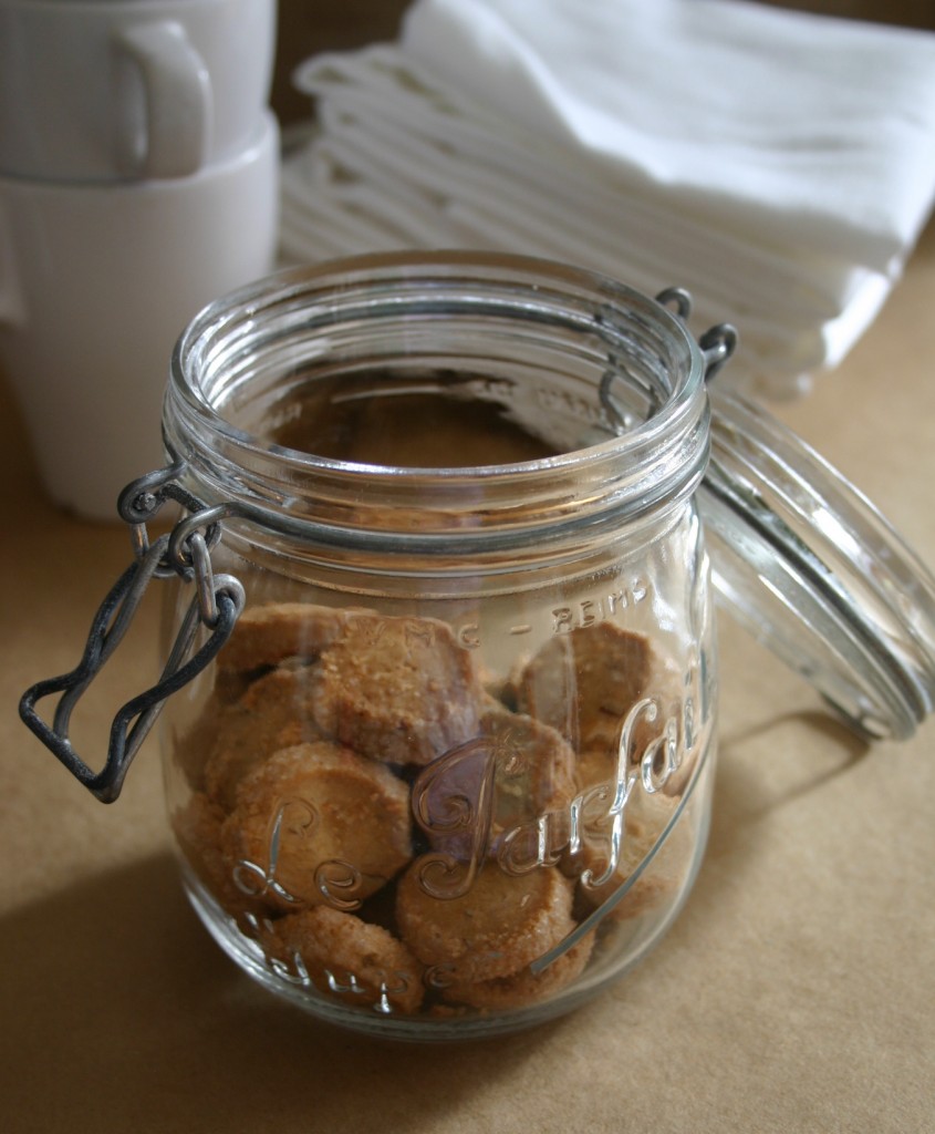 Storebought cookies look more interesting once placed in a simple jar.