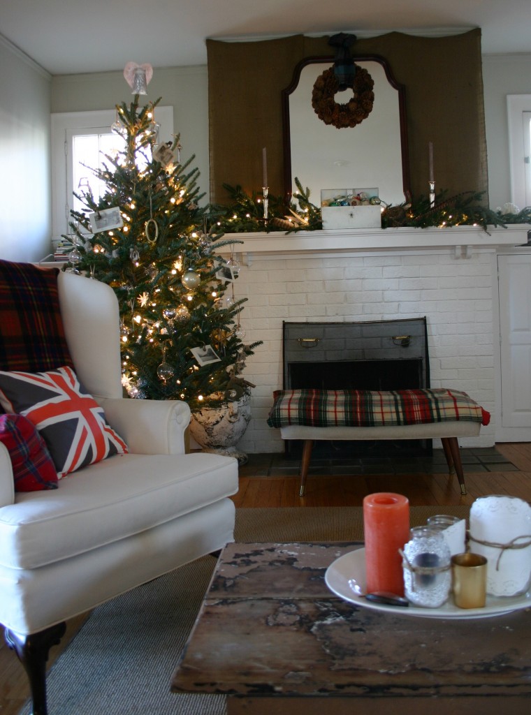 My living room. Inspired by Scottish style - I wanted to create a cozy, tartan-filled room this year. 