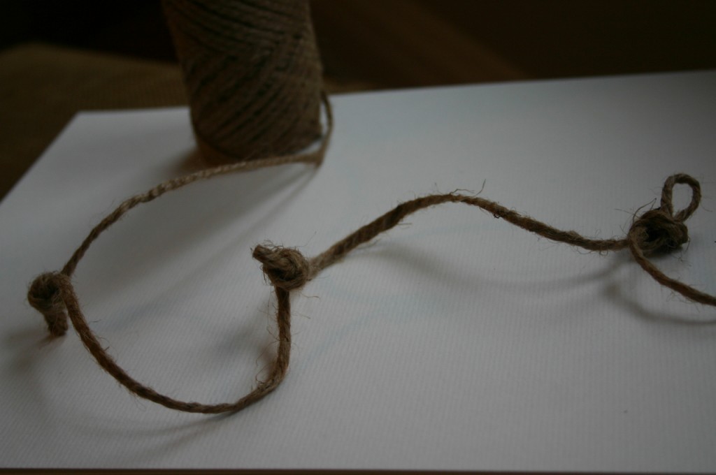 img_5566 Cut jute to desired length and make several knots all along the strand - I spaced mine about 5 inches apart.