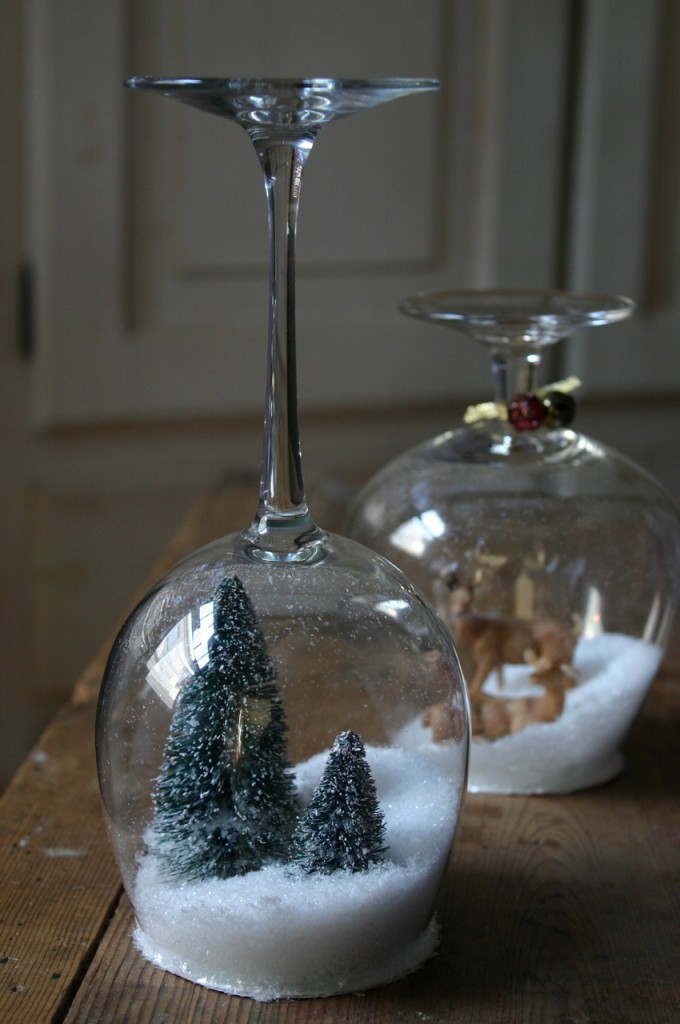Ikea stemware turned into snow globes from Family Chic.