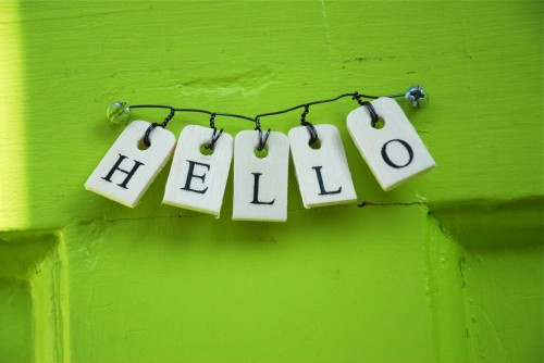 Hello sign Family Chic door decorating ideas