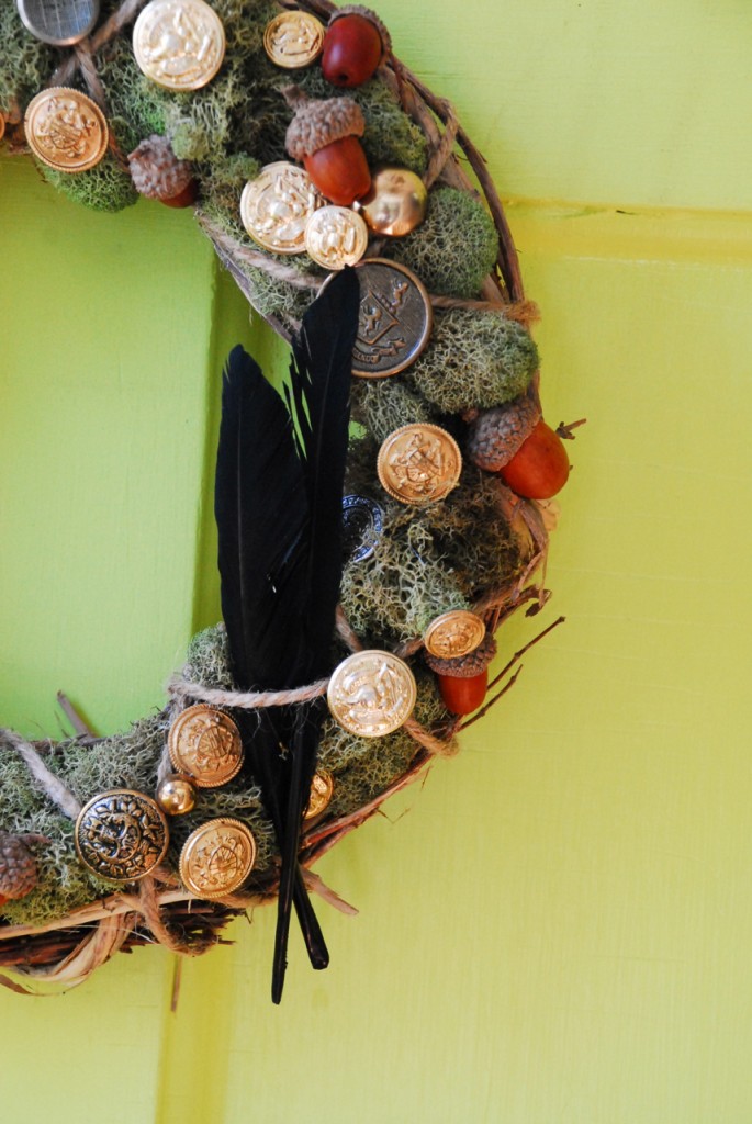 Family Chic Brass Button Fall Wreath www.family-chic.com