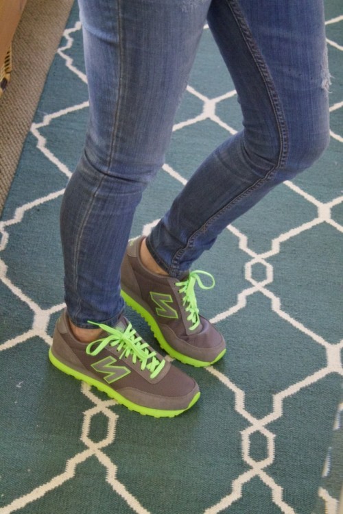 Family Chic I love the bright green trim - these are great for hanging out with the kids.